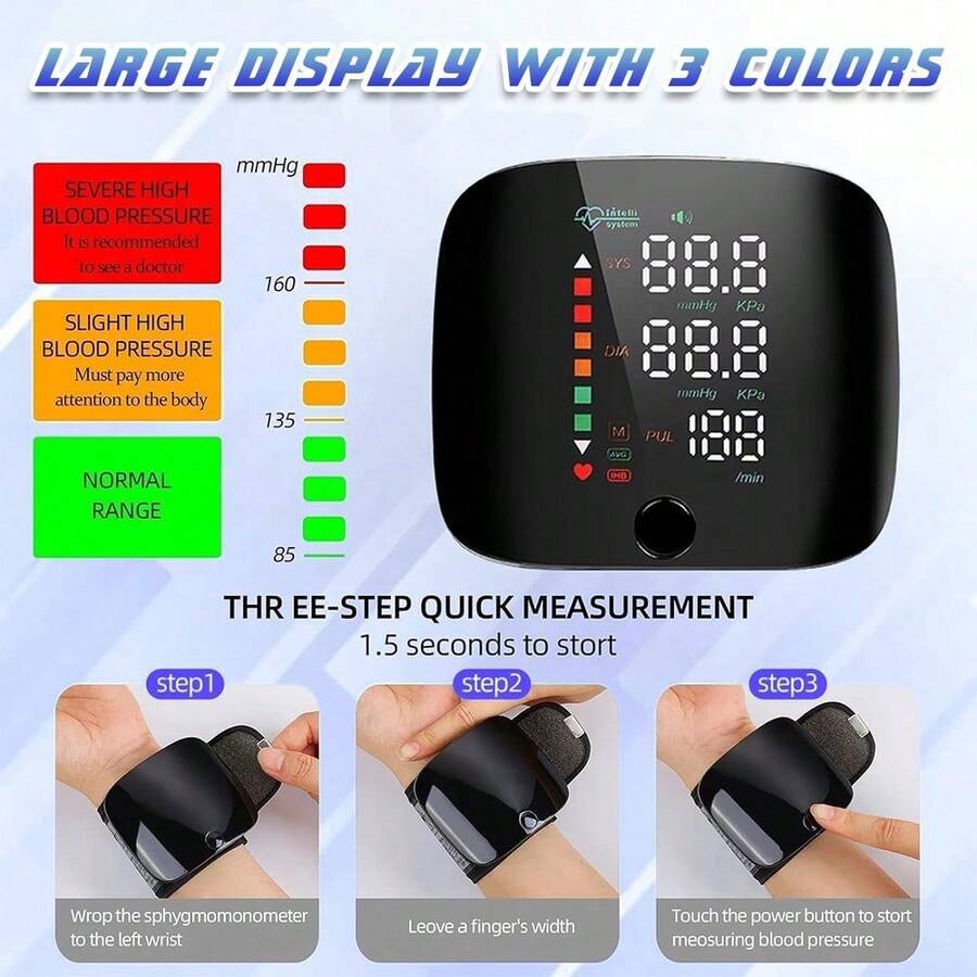 🔥Sale 50% Off🔥 Rechargeable LED Wrist Blood Pressure Monitor - Voice Broadcast